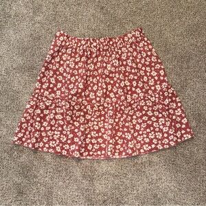 Rose Pink Daisy Tiered Mini Skirt